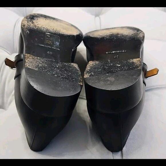 Balenciaga Paris Papier Derby Oxford Black Leather Skinny Buckle Womens Shoes 40 - Picture 16 of 16